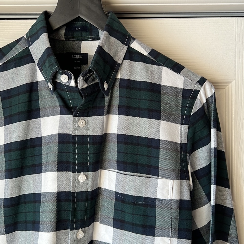 J. Crew button down plaid Oxford shirt. EUC